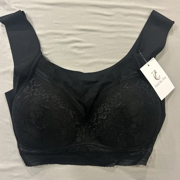 Zen Chic Bra Size 3XL Wireless Lace Pushup Padded Black New With Tags - Picture 1 of 8